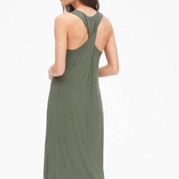 Gap Petite Green Twist Back Jersey Fitted Midi Dress XSP - Picture 1 of 4